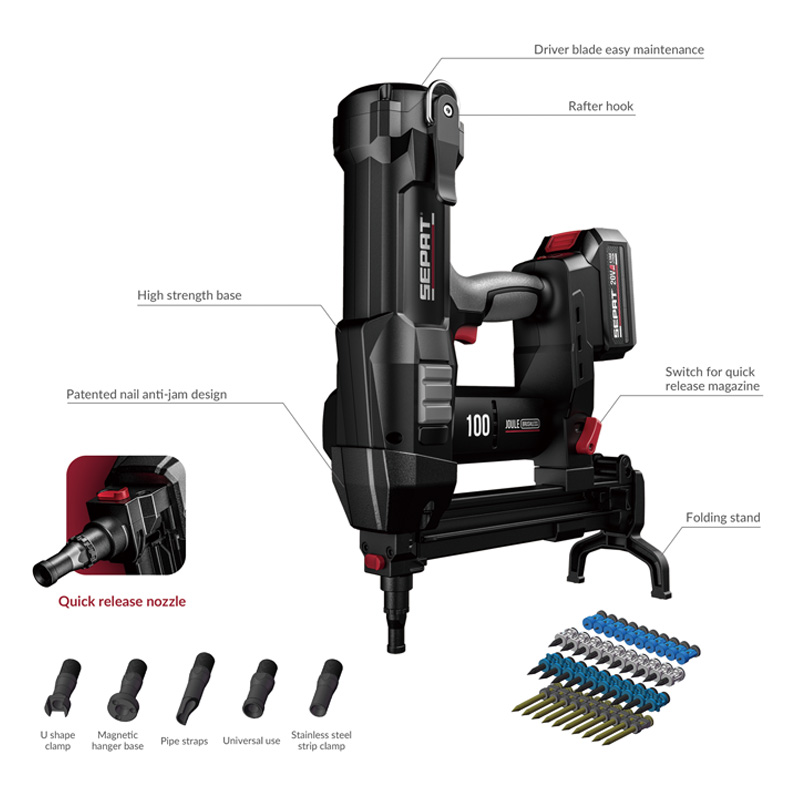 Clavadora de hormigón inalámbrica sin gas de 20 V, SP-T1